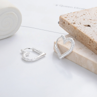 wholesale S925 sterling silver European and American cross-border minimalist concave-convex textured heart ear clips, trendy INS design earrings for women-457RM/approx. 5g/pair>925 silver