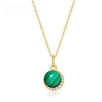 wholesale S925 Silver Gold-Plated New Japanese Light Luxury Malachite Crescent Pendant Choker Necklace for Women, Drop Shipping-Pendant without chain 925 silver