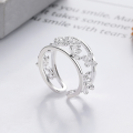 wholesale S925 Sterling Silver Korean Dongdaemun Style Floral Adjustable Ring for Women, Sweet and Versatile Creative Index Finger Ring-0-1