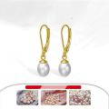 wholesale S925 Sterling Silver D-Shaped Clasp Pearl Earrings, French Retro Natural Freshwater Pearl Earrings-0-2