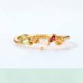 wholesale S925 Sterling Silver Japanese Minimalist Gemstone Fashion Ring for Women, Peridot, Citrine, Red Garnet Geometric Ring Wholesale-0-0