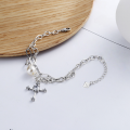 wholesale S925 Sterling Silver Korean-style Luxury Internet-favorite Cross Pearl Double-layer Versatile Hong Kong-style Bracelet-0-1