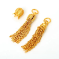 wholesale Antique silver handmade engraved tassel pendant DIY bracelet cord charm S925 sterling silver gold-plated tassel cap-0-0