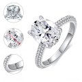 wholesale 18K Gold Plated S925 Sterling Silver 3 Carat 8*10mm Oval Brilliant Cut Moissanite Engagement Ring for Women-0-5