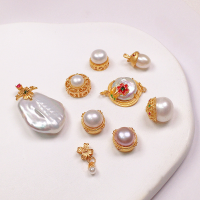 wholesale S925 silver gold-plated accessories with natural pearl pendant, earrings, bracelet, necklace, and DIY semi-finished jewelry-Pearl Osmanthus-Shell Pearl