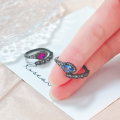 wholesale Metal material, European and American cross-border trendy cool snake-shaped diamond-encrusted ring, niche high-end sense, light luxury fashion, non-fading openable couple's jewelry-0-6