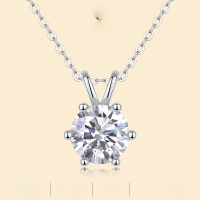 wholesale Sterling Silver Sunflower Moissanite Pendant Minimalist Collarbone Chain Cross-Border Design Six-Prong High-End Necklace Light Luxury Niche-Moissanite 1 carat