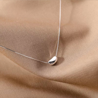 wholesale S925 Sterling Silver Maker Acacia Bean Necklace Women's Internet Celebrity Hit Pendant Collarbone Chain Niche High-End Design Elegant Pendant Minimalist Style-Love Bean Necklace Set--Platinum 925 Silver