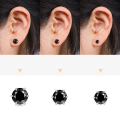 wholesale S925 Sterling Silver Moissanite Hip Hop Black Earrings 1 Carat Classic Six-Prong Stud Wholesale-0-3