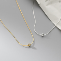 wholesale S925 Sterling Silver Round Bead Snake Chain Necklace for Women, Korean Style Minimalist Elegant Versatile Basic Collarbone Chain Y00259-S925 silver necklace silver 925 silver