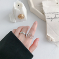 wholesale S925 Sterling Silver AR1521 Korean Version INS Minimalist Hollow Line Crossover Women's Ring-0-3
