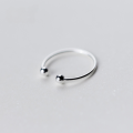wholesale S925 Sterling Silver Women's Japanese and Korean Style Minimalist Light Pearl Ball Open Ring Finger Ring Tail Ring J3056-0-1