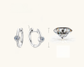 wholesale Sterling Silver European and American High-End Full Moissanite Earrings for Women, Cross-Border Hot-Selling Hoop Earrings, Small Design, Three-Stone Ear Jewelry with Silver Ear Clasp-0-8