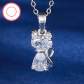 wholesale S925 sterling silver inlaid zirconia cat necklace, small animal, delicate and cute, niche design pendant collarbone chain-0-1