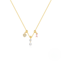 wholesale S925 Sterling Silver Charm Necklace With Removable Zircon Pendants, A Best-selling Zircon Collar Chain On Amazon-Gold#3 925 Silver