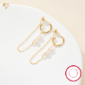 wholesale Metal: 925 Sterling Silver Pearl chain earrings for women, minimalist niche design, high-end jewelry wholesale-0-1