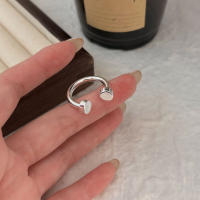 wholesale S925 Sterling Silver Adjustable Open Heavy Work Round Ring Women's Korean Summer New Ins Trendy Finger Ring-Sterling silver (opening adjustable)