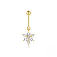 wholesale S925 Sterling Silver Irregular Marquise Heart Floral Beaded Threaded Ear Cuff With Zircon Accents-Single gold #2