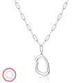 wholesale 925 Silver Necklace, Minimalist European and American Style Chain for Women, Smooth Irregular Oval Pendant, Cross-Border Exclusive Jewelry-0-0