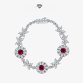 wholesale 925 Silver with 85-Point 6mm Round Simulated Ruby Bead Bracelet 15-20cm, Collection by ShiPei Jewelry-0-0