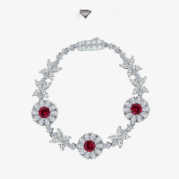 wholesale 925 Silver with 85-Point 6mm Round Simulated Ruby Bead Bracelet 15-20cm, Collection by ShiPei Jewelry-Red【B-1759】 19cm