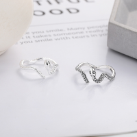 wholesale S925 Silver Retro Vintage Zodiac Snake Coiled Texture Individualistic Cool Style Creative Adjustable Ring-YFJ1280/Aged (approximately 2.3g) > Adjustable opening