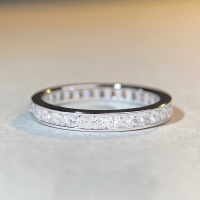 wholesale S925 Sterling Silver Wholesale Women's Fashion Square Full Circle Diamond Ring Zircon High Carbon Diamond Index Finger Ring-White-CBJZ151 No.7