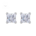 wholesale 925 Sterling Silver Mu Jing Jewelry High Carbon Diamond Ear Studs Bright White Diamond Simple Ins Princess Cut 6*6mm Ice Flower Cut Earrings for Women-0-0