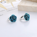 wholesale S925 Sterling Silver Vintage Enamel Epoxy 3D Rose Design Luxury French-style Ear Clips Earrings-0-1