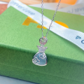 wholesale S925 Sterling Silver White Chalcedony Auspicious Cloud Coin Purse Necklace, Fashionable and Lightly Luxurious, Niche New Chinese Style High-End Sense Collarbone Chain-0-1