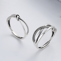 wholesale S925 Sterling Silver Korean Dongdaemun Retro Style Knot/Multi-Layer Cross Wrap Adjustable Ring for Women-YFJ311/A model is about 1.7 grams. The opening is adjustable.