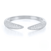 wholesale 925 Sterling Silver Fashion Ins Horn Open Ring, Hot-selling In Europe And America, Minimalist And Versatile Three-row Zircon Inlay Women's Ring-White gold Adjustable opening