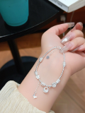 wholesale S925 Sterling Silver Butterfly Pearl and Broken Silver Bracelet for Women, New Chinese-style Small Design, National Style Versatile Hand Accessory Gift-0-18