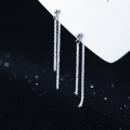 wholesale S925 Silver Sparkling Earrings with Star Chain Tassel Long Drop Earrings for Women G8914-0-3