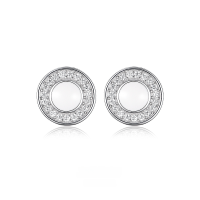 wholesale 925 Sterling Silver Earrings Round Drop Glue Earrings Micro Inlaid Zircon Ins Light Luxury High-end Sense European and American Pure Silver Earrings-White Gold-Earrings-Borderless 925 Silver