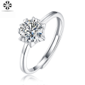 wholesale S925 Moissanite Snowflake Star Ring Creative Trendy Women's Inlaid Source Factory Lady Elegant Jewelry-0-1