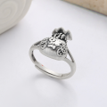 wholesale S925 Silver Retro National Tide Vintage Ethnic Chinese Fu Character Creative Design Open Adjustable Ring-0-0
