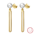 wholesale S925 Sterling Silver Cloud-Pull Earrings, Herringbone Chain Drop Baroque Pearl, Elegant and Versatile-0-4