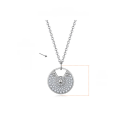 wholesale S925 silver plated with 18k gold, full drill moissanite round safety pendant necklace for women, same style as cross-border independent sites-0-5