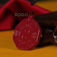 wholesale Metal material first, pure natural cinnabar genuine purple gold sand Tai Chi cinnabar Bagua pendant for men and women, birth year peace does not fade necklace-One Bagua pendant (approximately 32.5 mm without string)