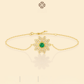 wholesale S925 Silver Chain with Cultivated Emerald Gemstone Floral Dream Sunward Bracelet Jewelry Wholesale-0-0
