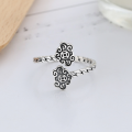 wholesale S925 Sterling Silver Retro Auspicious Ruyi Lock Twist Shank Meaningful Creative Adjustable Open Ring-0-1