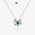 wholesale 925 Silver Butterfly Necklace by Shipei Jewelry with 15ct 5*7mm Rectangular Zambia Color Lab-grown Emerald 40+5-0-0