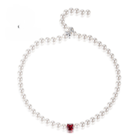 wholesale Metal material first, Mu Jing Jewelry new10*10mm bow pearl necklace for women adjustable-N262 Pearl Necklace 925 Silver