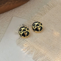 wholesale S925 Sterling Silver Korean-style Retro Drip Oil Leopard Print Round Earrings for Women, Fashionable New Trendy Ear Accessories-0-6