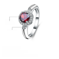 wholesale S925 Sterling Silver Inlaid Natural Garnet Ring for Women, Ready-to-Ship Direct Supply Light Luxury Fashion Natural Gemstone Ring-0-0