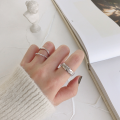 wholesale S925 Sterling Silver JA458 Korean-style INS Double-layer Smooth Twist Women's Open Ring, Versatile Silver Ring-0-3