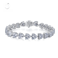 wholesale S925 sterling silver jewelry new style full diamond heart-shaped bracelet, fashionable and elegant, ins influencer style-B016 Heart-shaped bracelet 18cm>925 silver