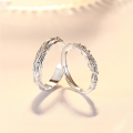 wholesale S925 Sterling Silver Adjustable Intertwined Branch Couple Rings Pair, Minimalist Design, Premium Feel-0-1