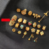 wholesale Metal S925 ancient method gold and silver plated inlaid with southern red and jasper bracelet ring pendant clip DIY jewelry accessories-Turquoise Tile